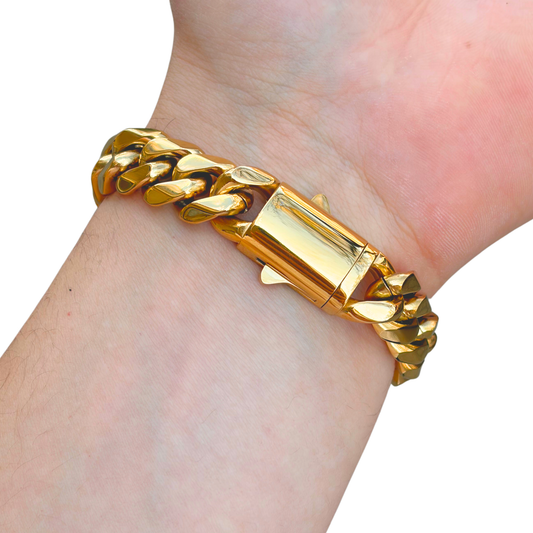 Gold Cuban Bracelet - 14mm