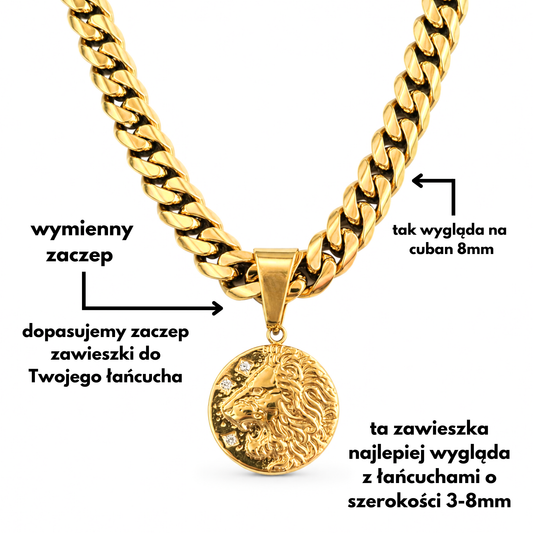 Lion Medallion Pendant Gold
