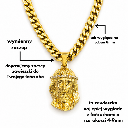 Jesus Diamond Crown Pendant Gold