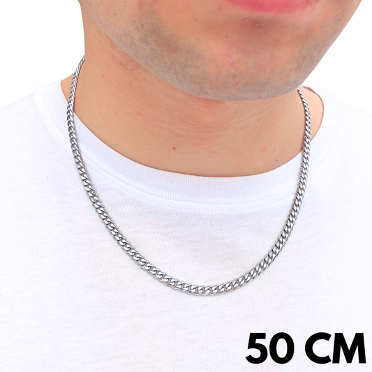 White Gold Cuban Chain - 5mm