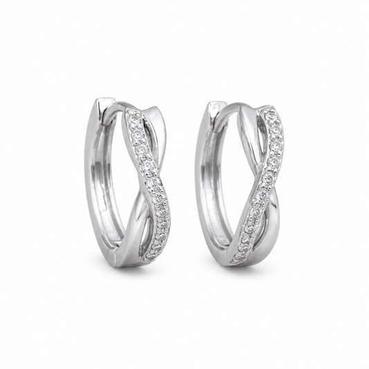 Crystal Infinity Hoop Earrings S925 White Gold Women's