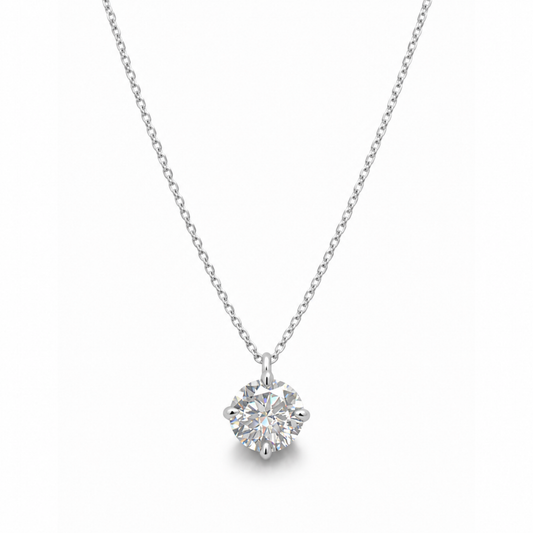 Women's White Gold S925 Moissanite Crystal Necklace - 1ct