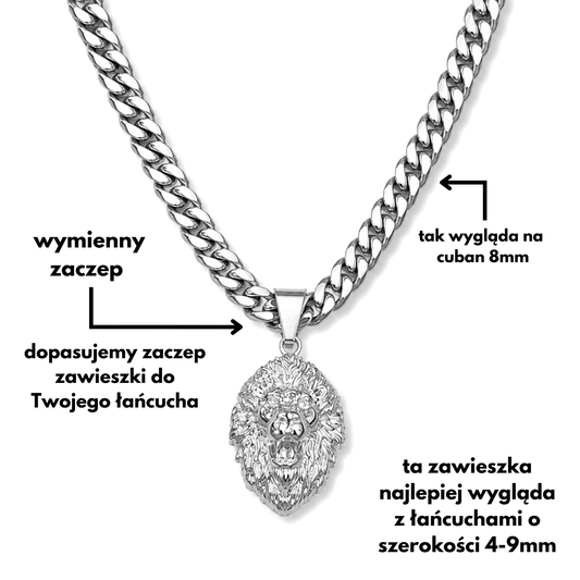 Lion Pendant White Gold