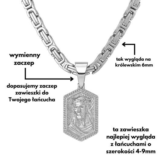 Jesus Medal Pendant White Gold