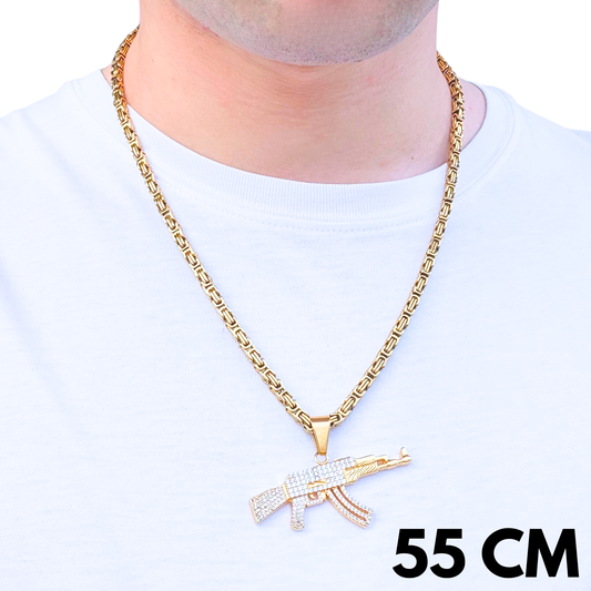 SET - Gold Royal Chain 4mm + AK Pendant Gold