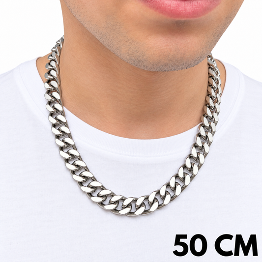 White Gold Cuban Chain - 14mm