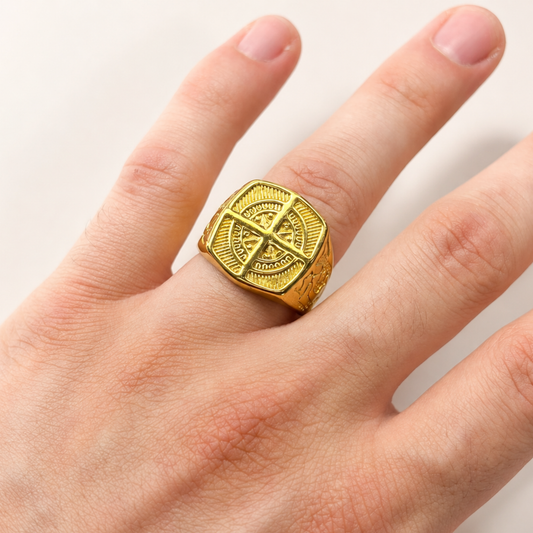 Signet Ring Compass Gold