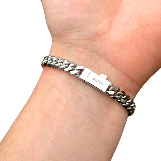 White Gold Cuban Bracelet - 8mm