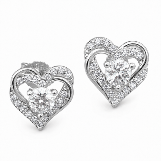 Kolczyki Asymmetrical Heart S925 Srebrne Damskie