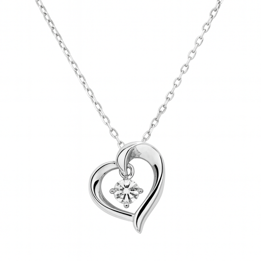 Women's White Gold S925 Moissanite Heart Necklace