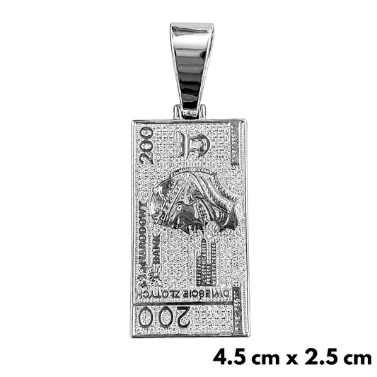 200 PLN Banknote Pendant White Gold