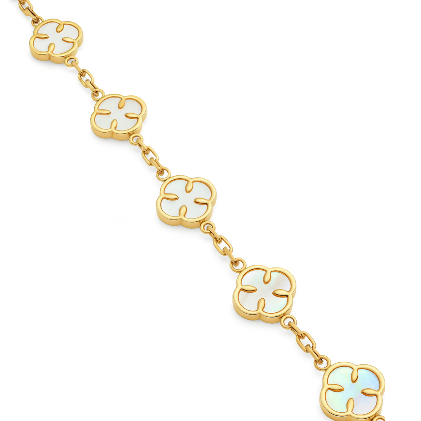 Women's Gold White Clover Bracelet