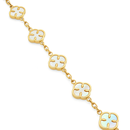 Women's Gold White Clover Bracelet