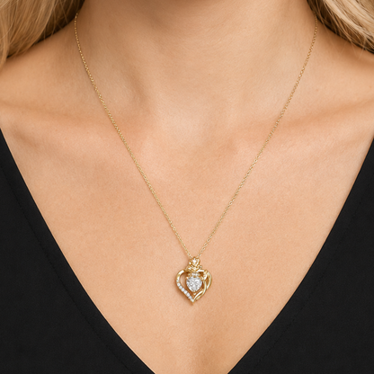 Rose Heart Necklace with 1 Carat Moissanite S925 Gold Women's