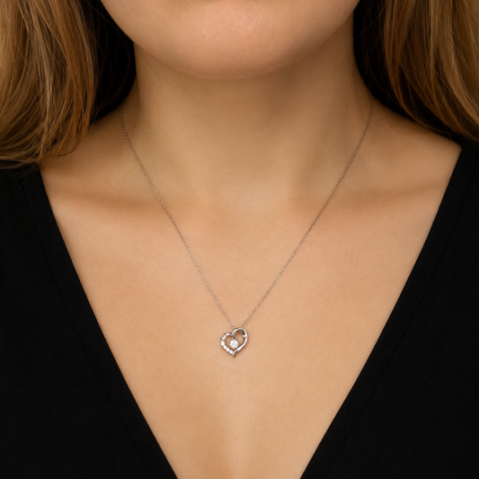 Women's White Gold S925 Moissanite Crystal Heart Necklace