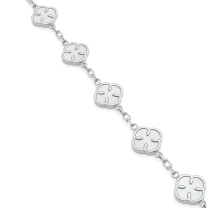 Women's Green White Clover Bracelet with Malachite