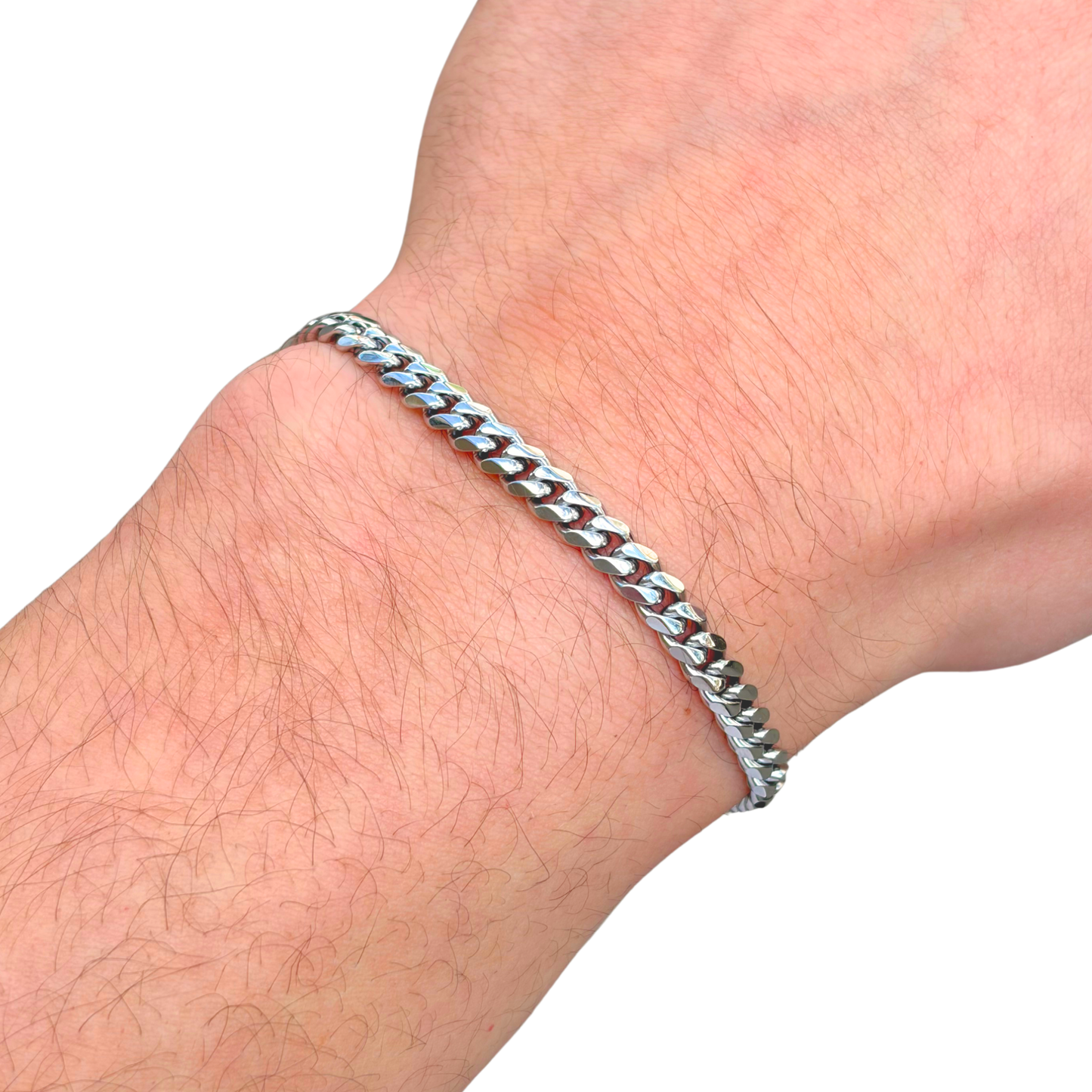 White Gold Cuban Bracelet - 5mm