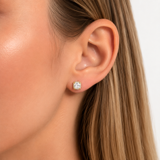 Women's Gold S925 Square Earrings