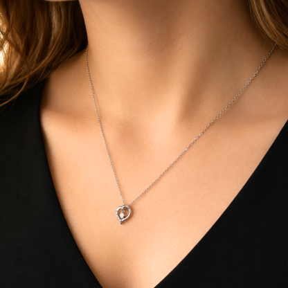 Women's White Gold S925 Moissanite Crystal Heart Necklace