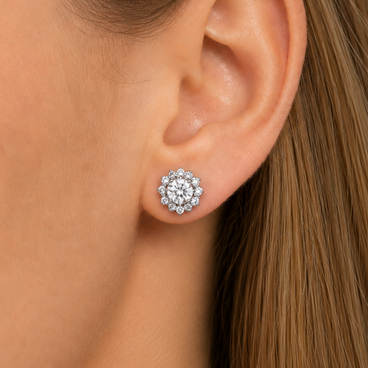 Kolczyki Sunflowers z Moissanitem 1 karat S925 Srebrne Damskie