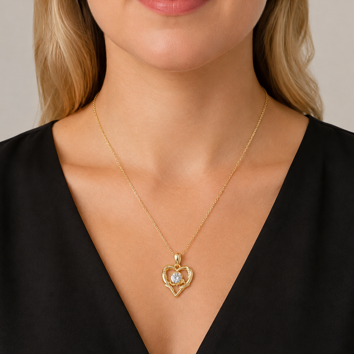 Linea Heart Necklace with 1 Carat Moissanite S925 Gold for Women