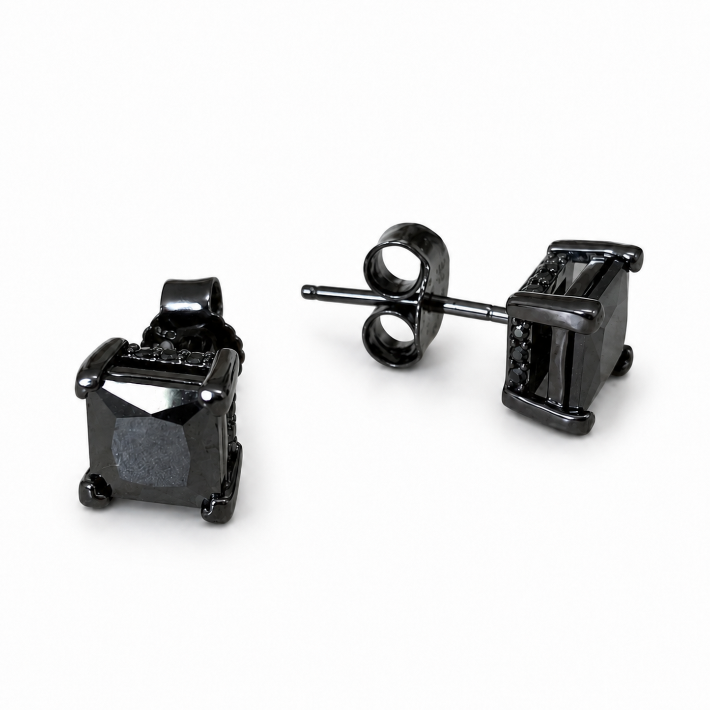 Kolczyki Black Square S925 Czarne Damskie