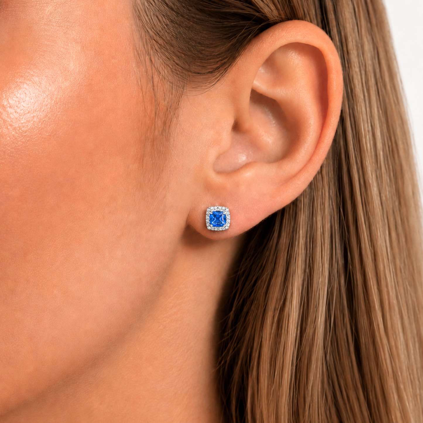 Women's Silver S925 Blue Square Earrings