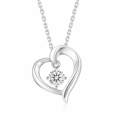 Women's White Gold S925 Moissanite Heart Necklace