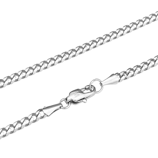 Women's White Gold Cuban Chain - 3mm
