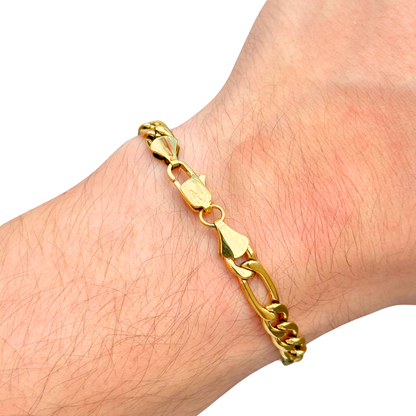 Gold Figaro Bracelet - 7mm