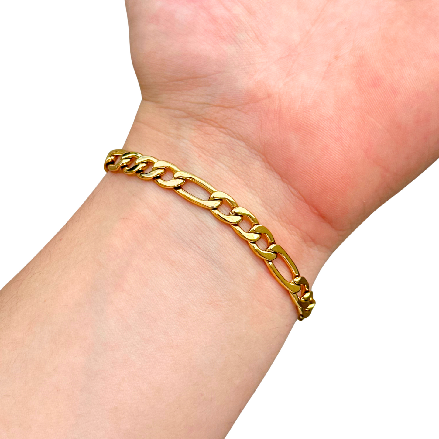 Gold Figaro Bracelet - 7mm