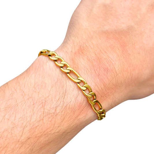 Gold Figaro Bracelet - 7mm