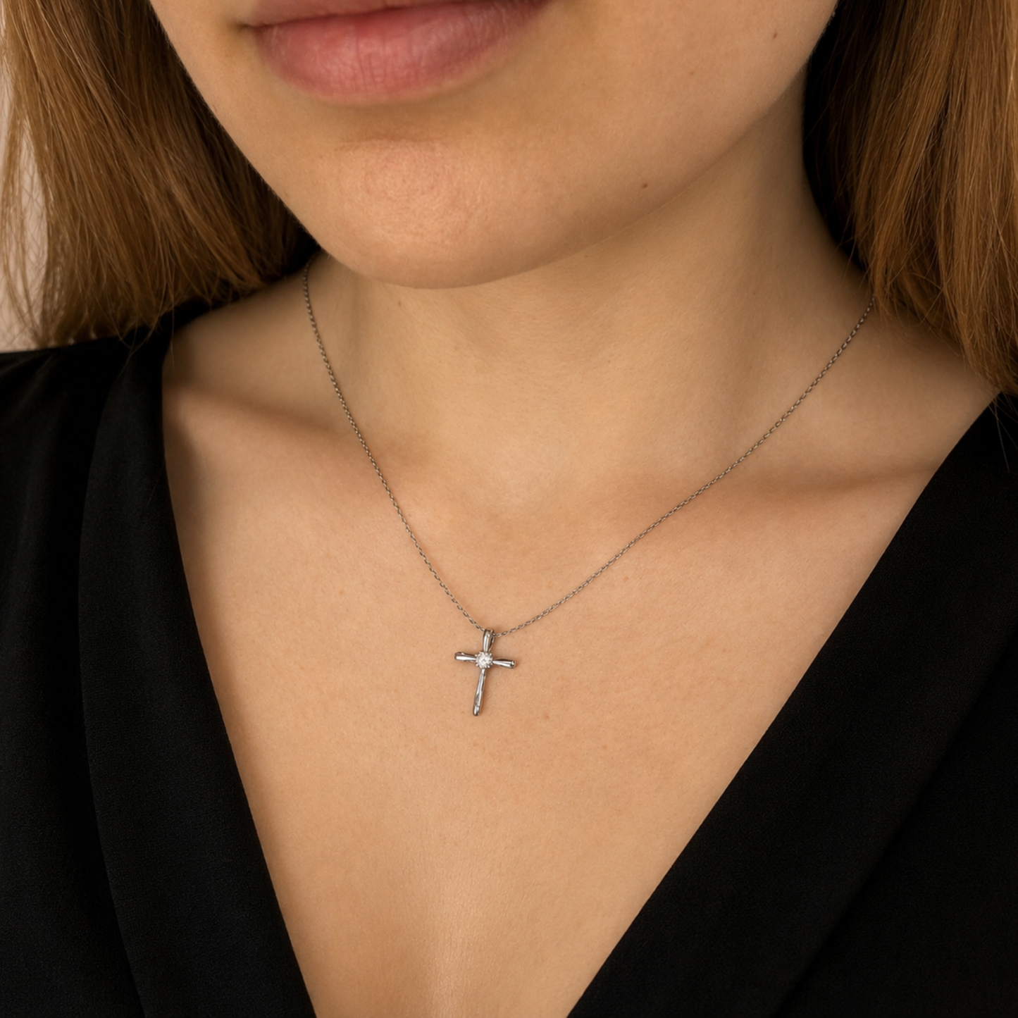 Women's S925 Moissanite Lumi Cross Necklace - 0.30ct