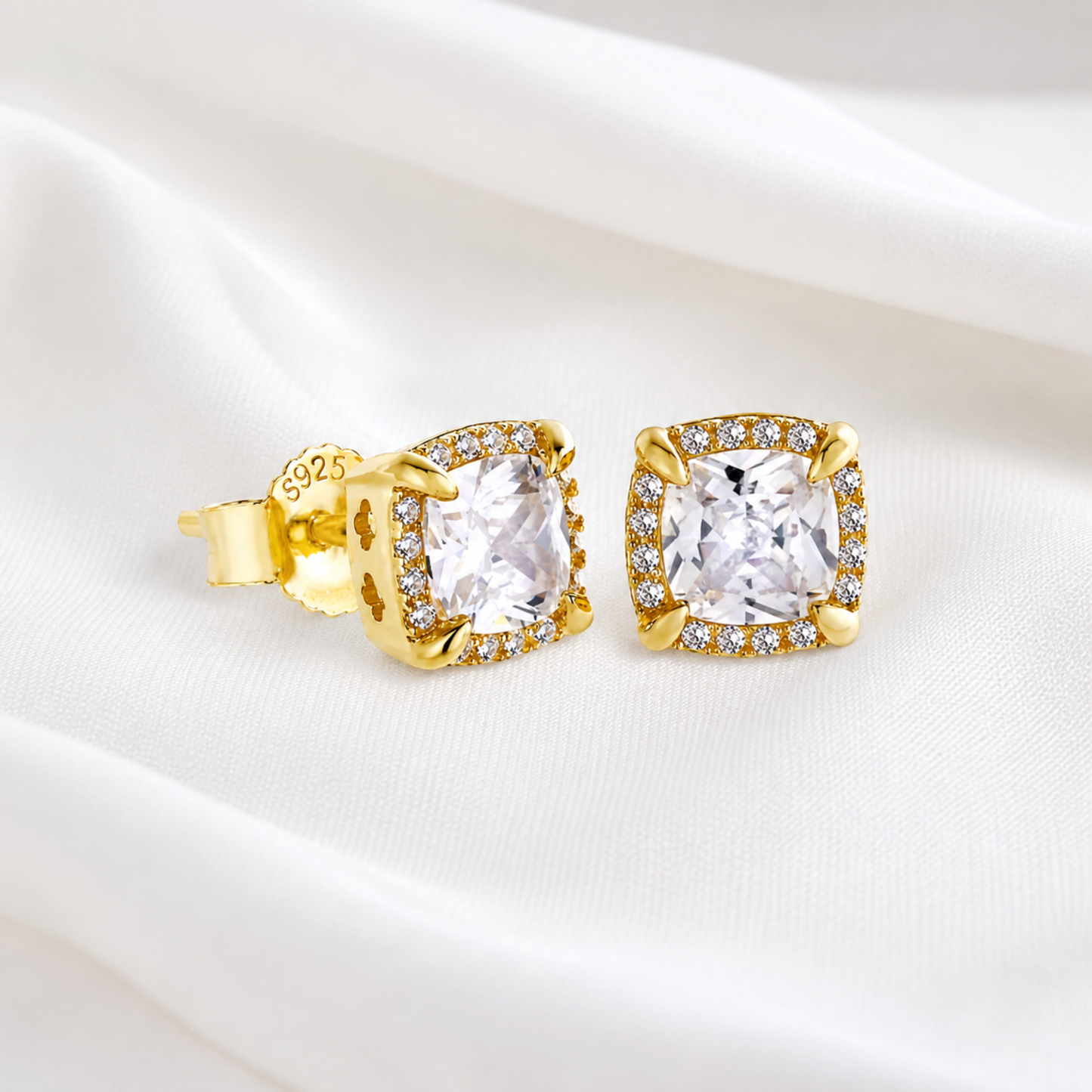Women's Gold S925 Square Earrings