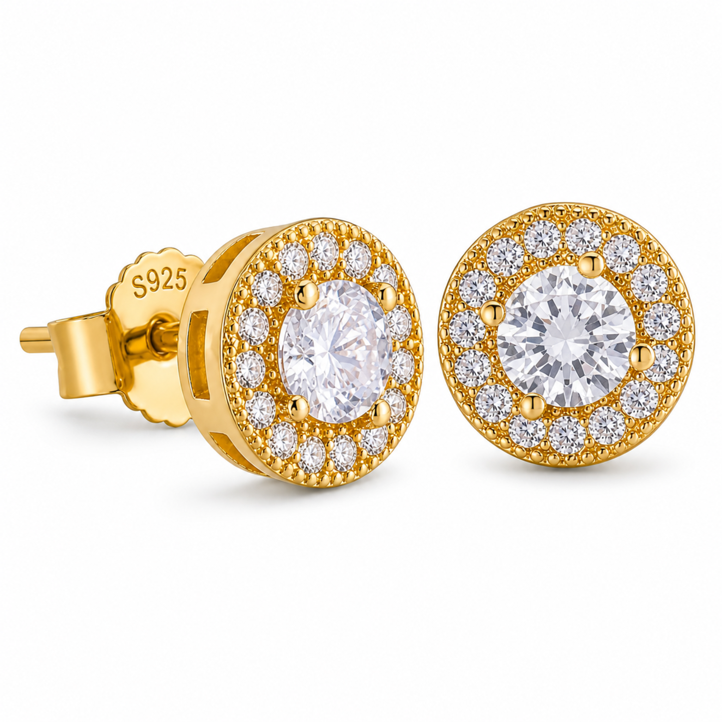 Women's Gold S925 Round Earrings