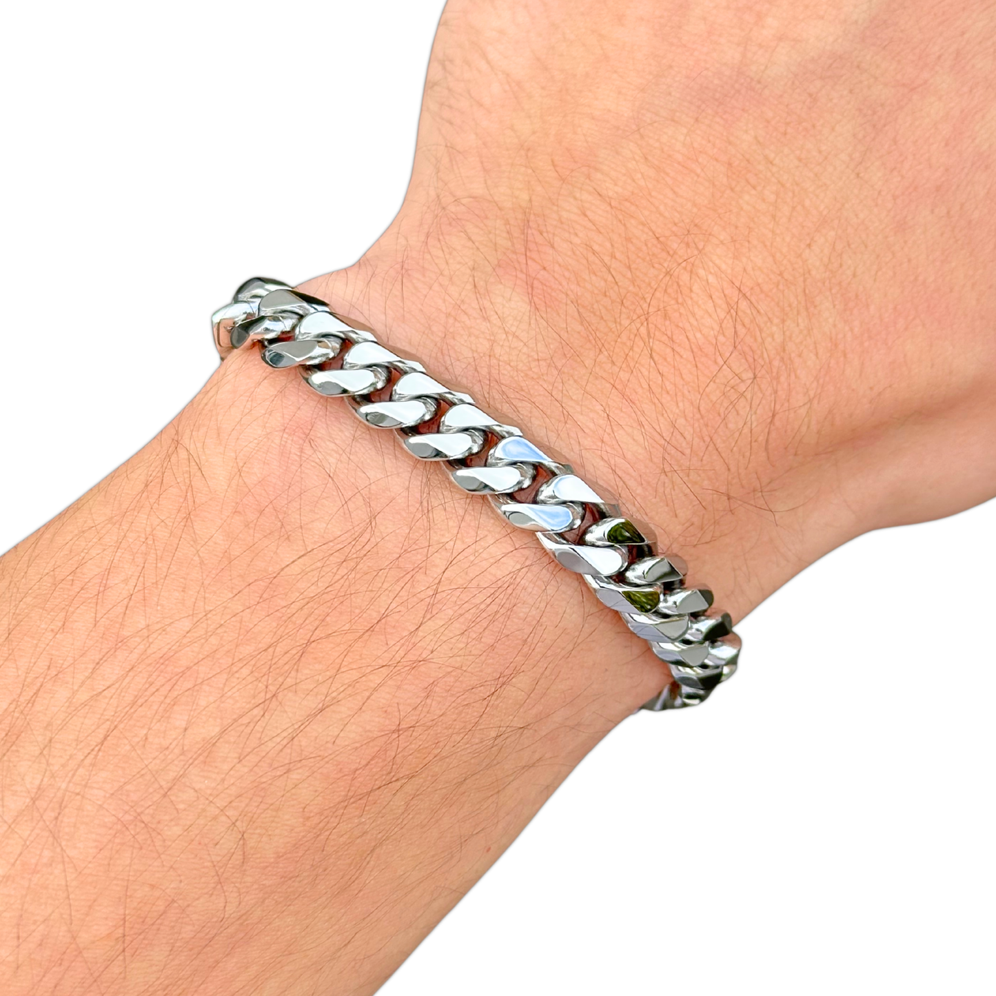 White Gold Cuban Bracelet - 10mm