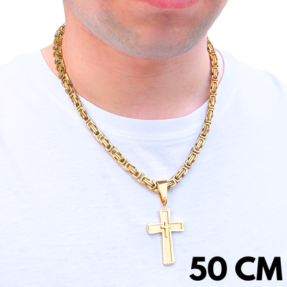 SET - Gold Royal Chain 6mm + Monarch's Cross Pendant Gold