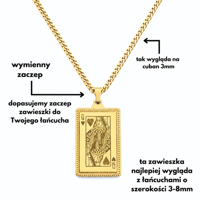 Queen Card Pendant Gold