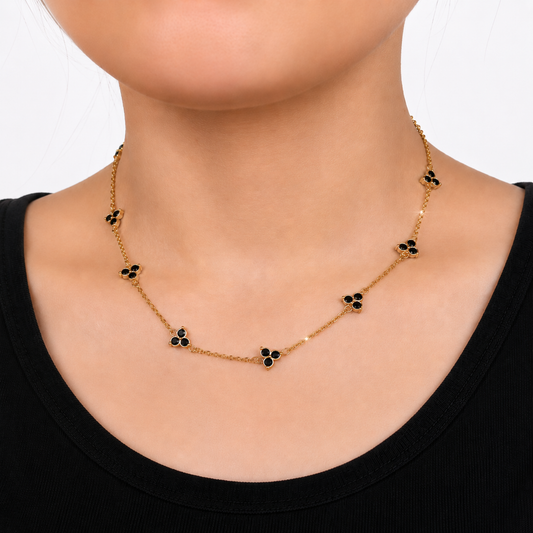 Black Clover Gold Necklace for Women