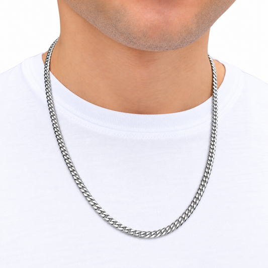 White Gold Cuban Chain - 5mm