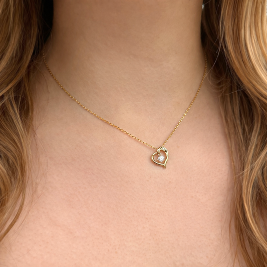 Women's Gold S925 Moissanite Heart Necklace
