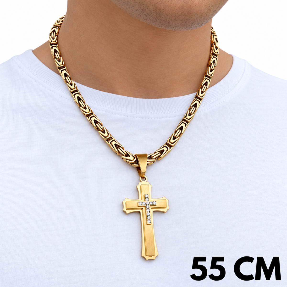 SET - Gold Imperial Chain 6mm + Royal Cross Pendant Gold