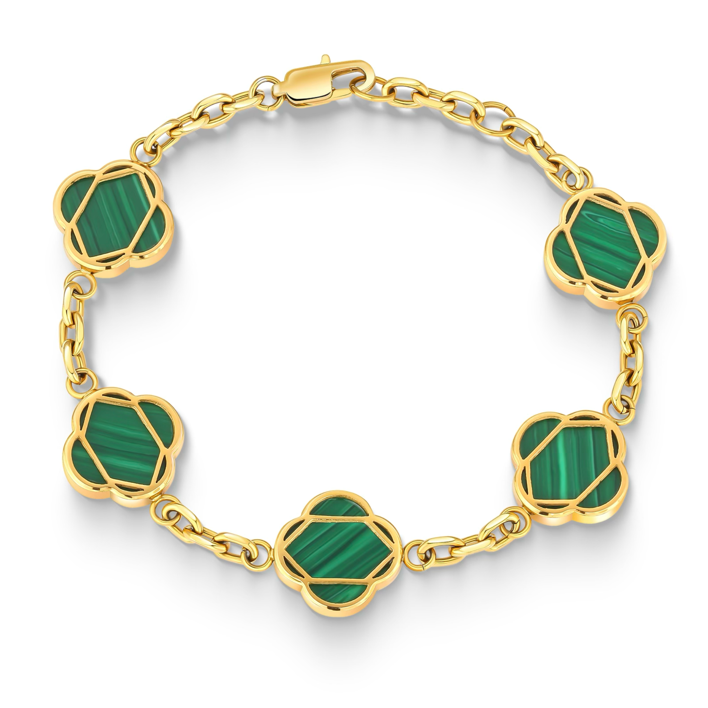 Women's Gold Green Clover Linea Bracelet