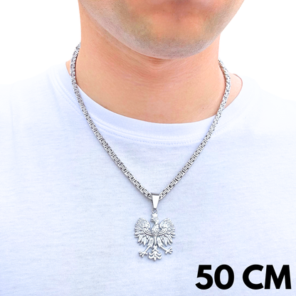 SET - White Gold Royal Chain 4mm + Eagle Pendant White Gold