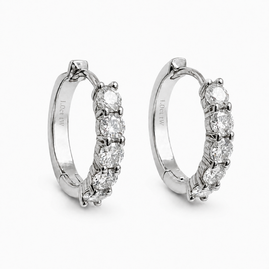 2.0 ct Moissanite Diamond Hoop Earrings S925 White Gold Women's