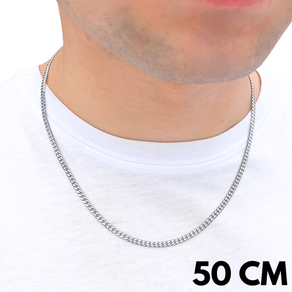 White Gold Cuban Chain - 3mm