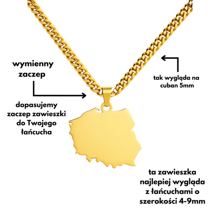 Map of Poland Pendant Gold