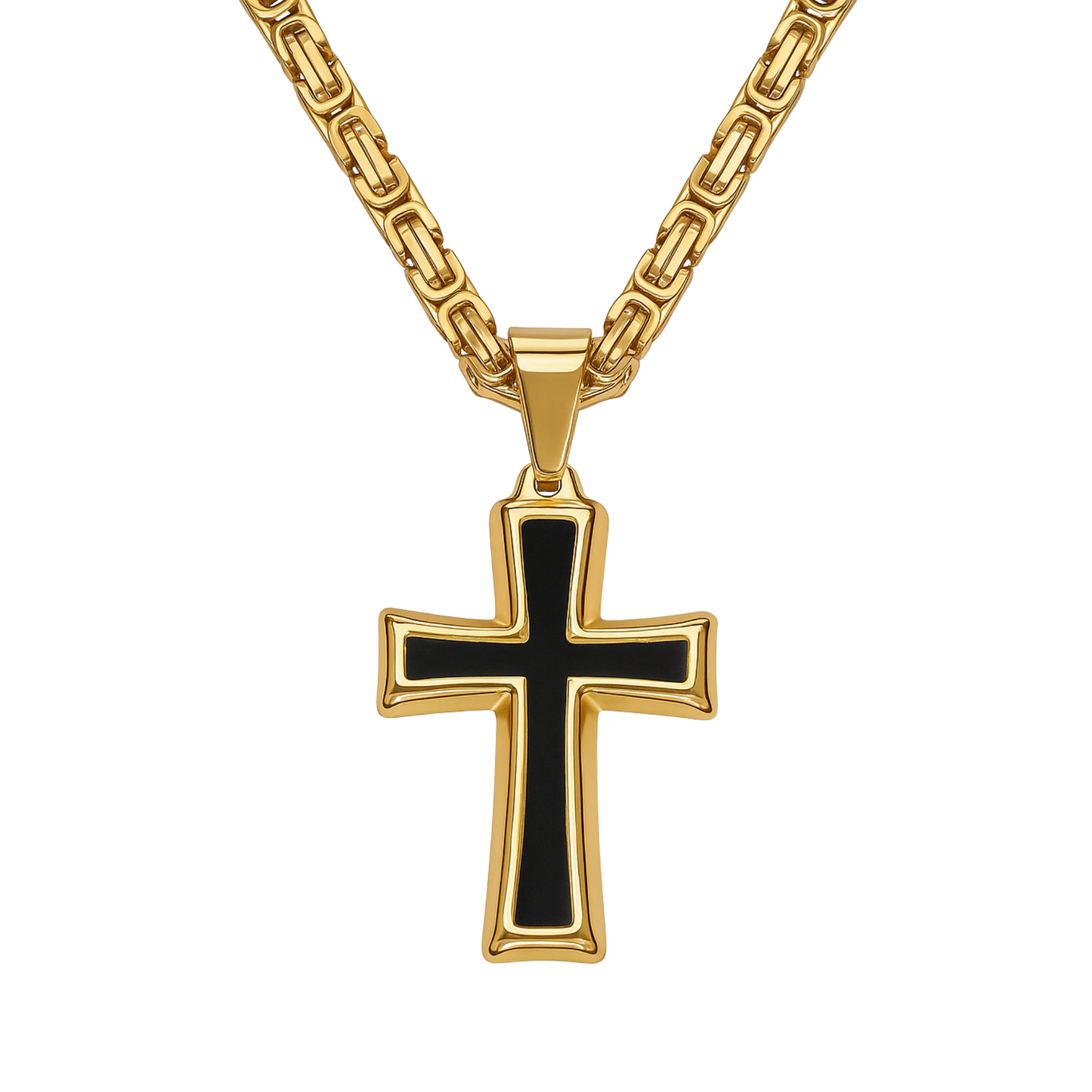 Black Cross Pendant Gold
