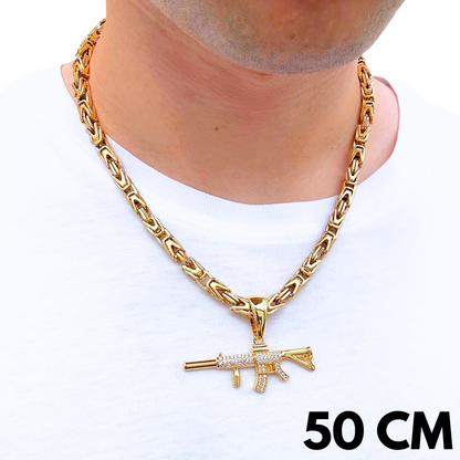 SET - Gold Imperial Chain 6mm + M4 Pendant Gold
