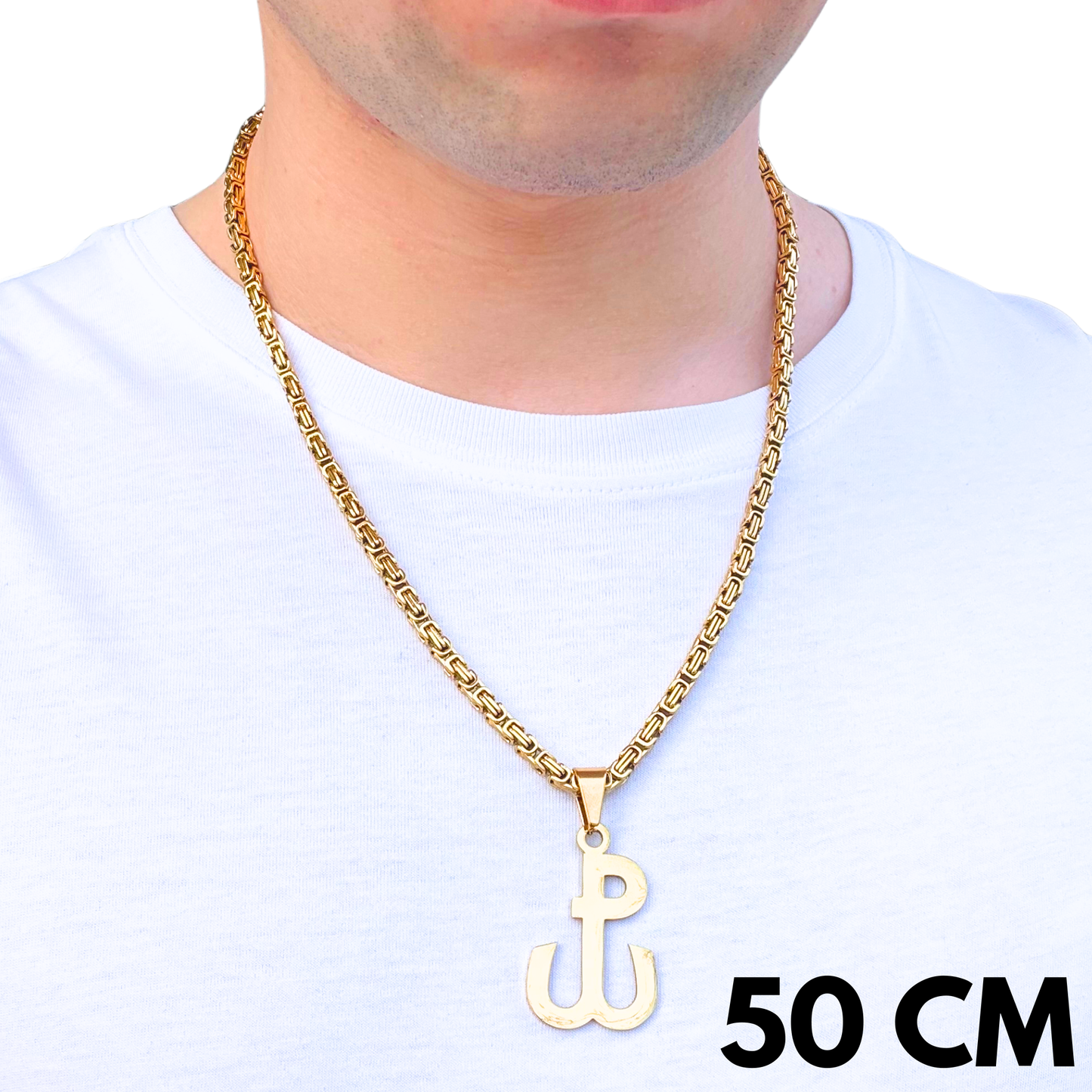SET - Gold Royal Chain 4mm + Fighting Poland Pendant Gold